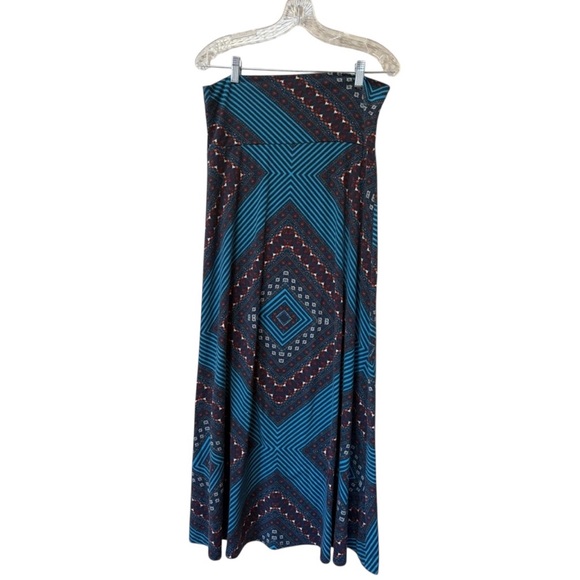 Mossimo Boho Geometric Print Maxi Skirt Blue Purple Size M Stretch 2010s - Picture 1 of 8